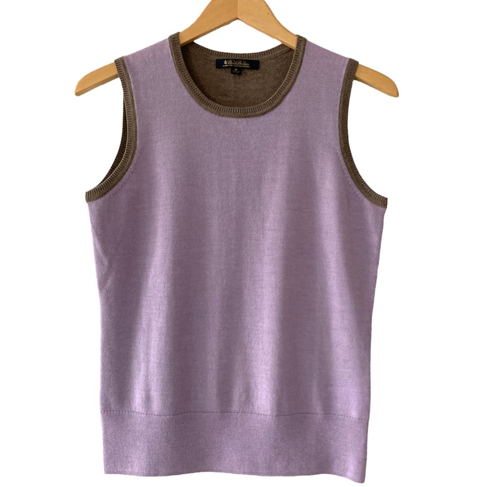 Brooks Brothers medium tank sweater purple brown sleeveless merino wool